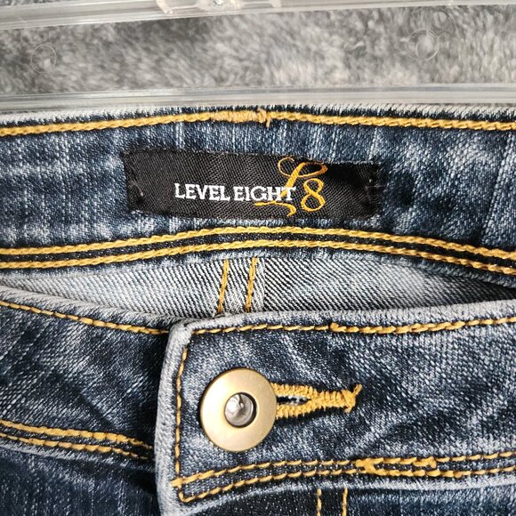 LEVEL EIGHT WOMENS JUNIOR DENIM STRAIGHT JEANS SIZE 11 34x26 LOW RISE BLUE EUC - Picture 3 of 10